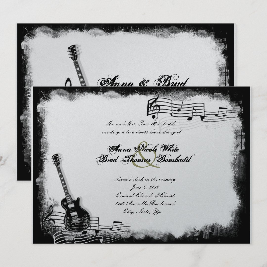 Funky Electric Guitar Music Wedding Invitation Zazzle