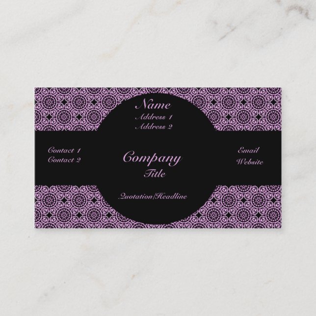 Funky Elegance Business Card, Lavender Card (Front)