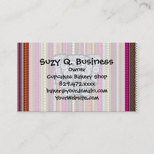 Funky Elephant Circle Mosaic with Stripes Business Card