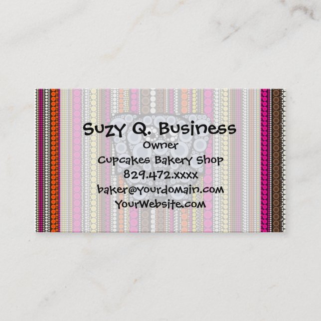 Funky Elephant Circle Mosaic with Stripes Business Card (Front)