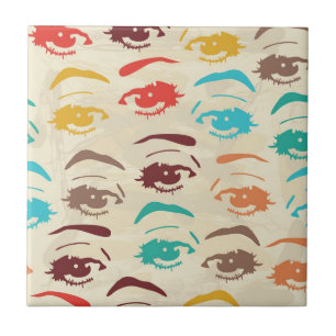 Funky Eyes Graphic Design Ceramic Tile