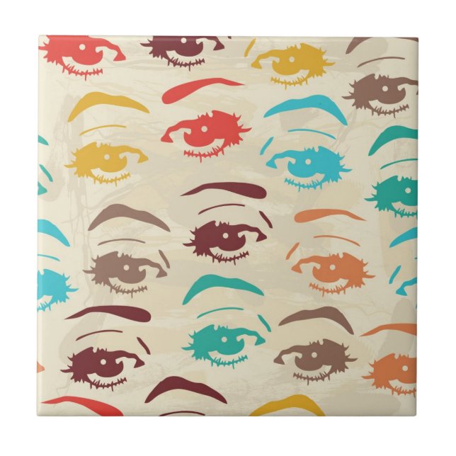 Funky Eyes Graphic Design Ceramic Tile (Front)