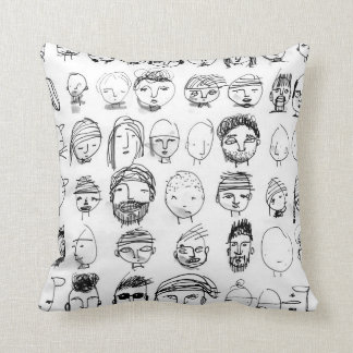 funky faces throw pillow