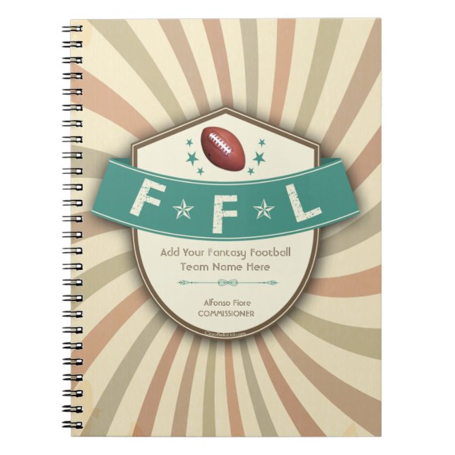 Funky Fantasy Football League Pattern Notebook (Front)