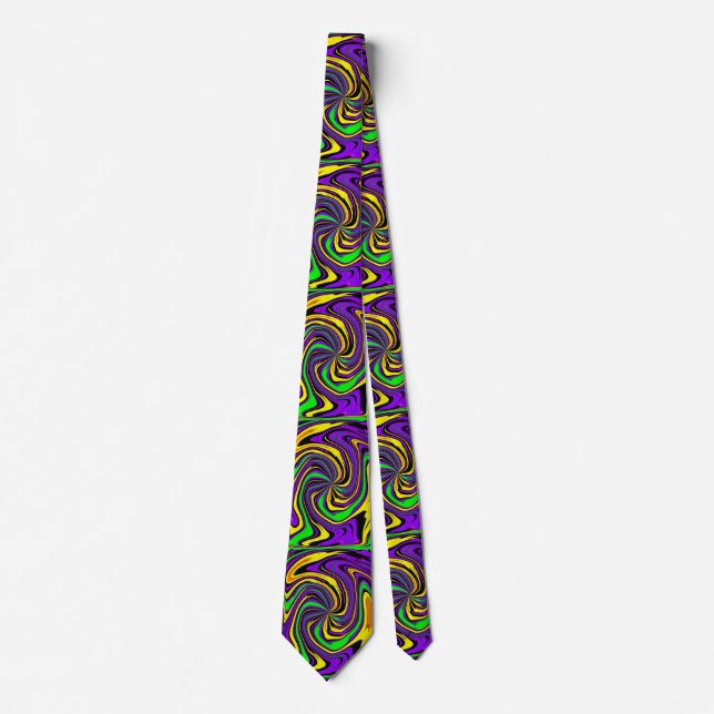 Funky Far-out Psychedelic Swirl Wet Paint Neck Tie (Front)
