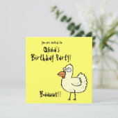 Funky Farm Chicken Birthday Party Invitation Bawk (Standing Front)