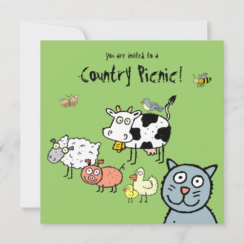 Funky Farm Country Picnic Invitation