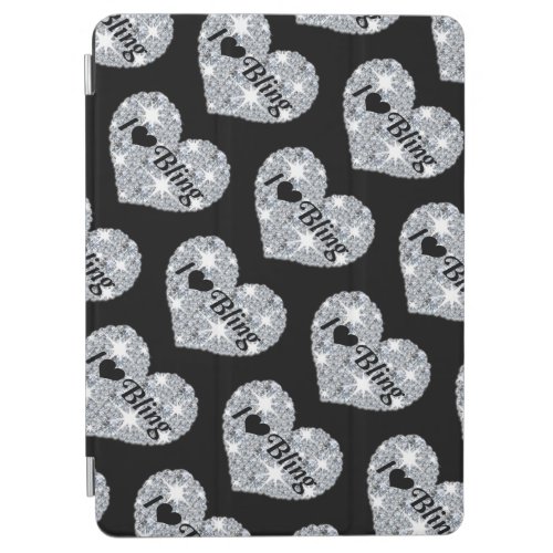 Funky faux diamond I love bling design on black iPad Air Cover