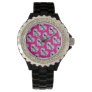 Funky faux diamond I love bling design on hot pink Watch