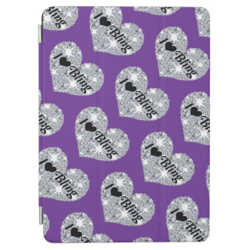 Funky faux diamond I love bling design on purple iPad Air Cover