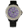 Funky faux diamond I love bling design on purple W Watch