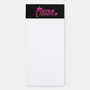 Funky faux hot pink glitter Gym Queen plain paper Magnetic Notepad