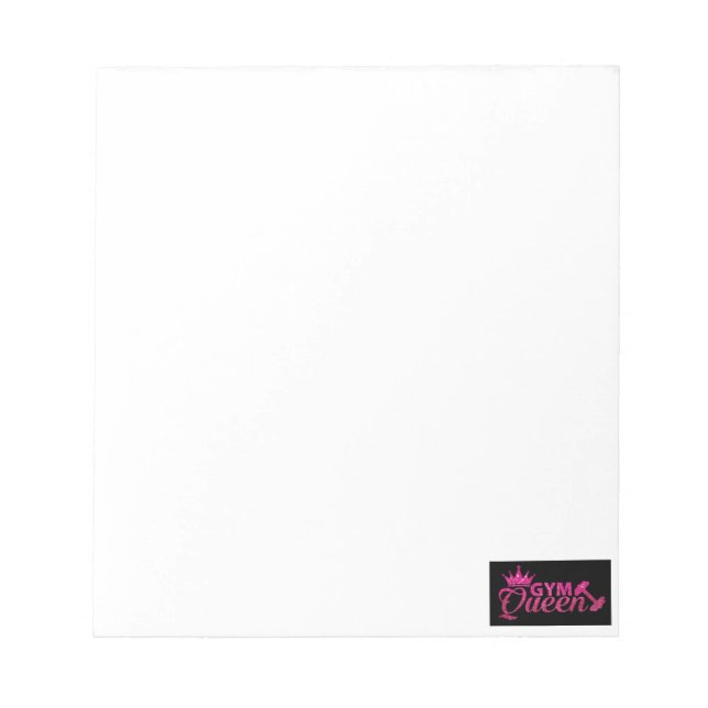 Funky faux hot pink glitter Gym Queen plain paper Notepad (Front)