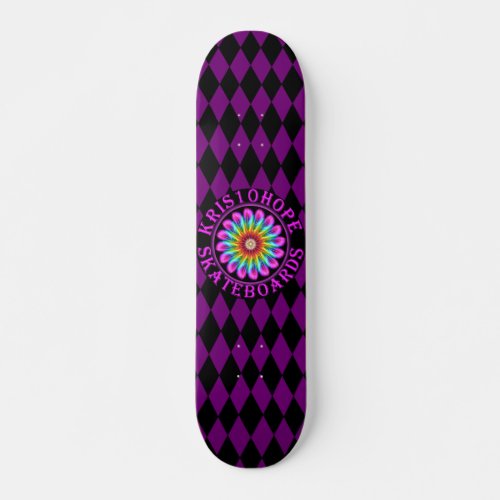 Funky Feathers Purple Diamond Skateboard