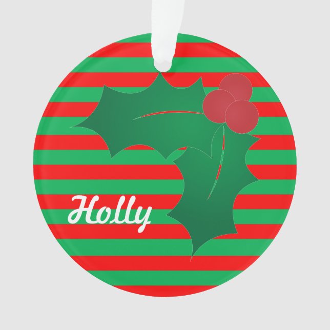 Funky Festive Holly Ornament (Front)