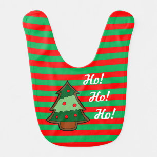 Funky Festive Stripes and Tree Baby Bib