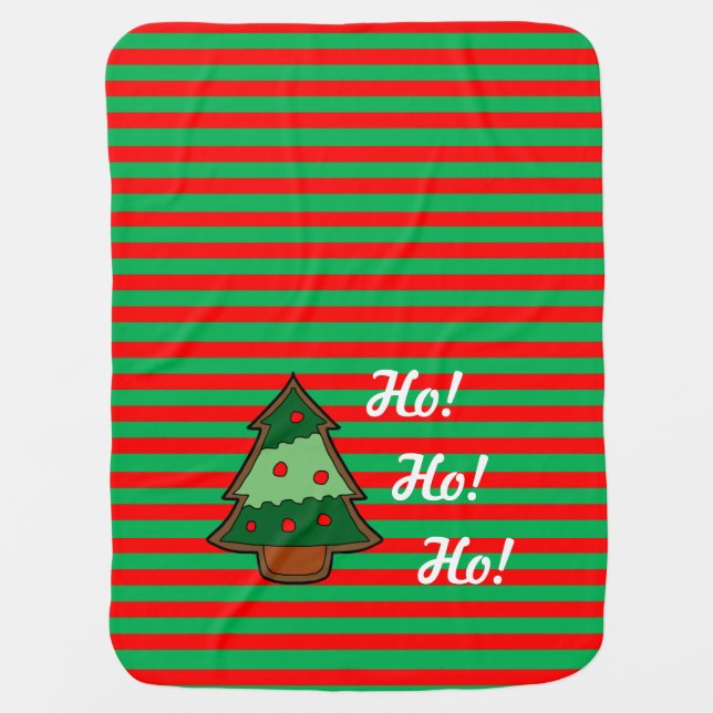 Funky Festive Stripes and Tree Baby Blanket (Front)