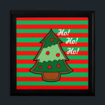 Funky Festive Stripes and Tree Gift Box<br><div class="desc">Bold,  bright red and green stripes with Christmas tree design on Christmas trinket box.</div>
