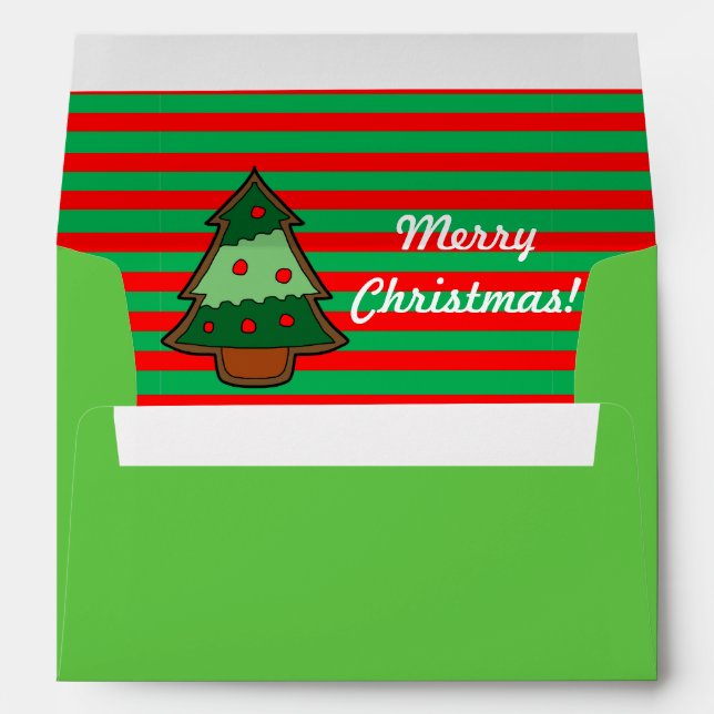 Funky Festive Tree Elf Stripes Envelope (Back (Bottom))