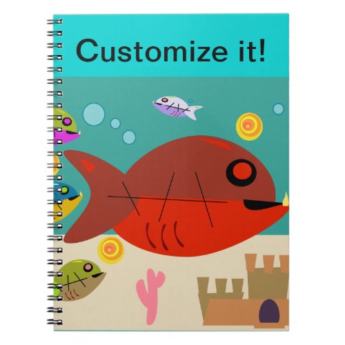 Funky Fifties Fish Tank Cool Retro Cartoon Art Notebook