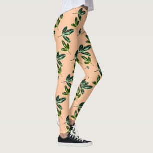 Funky Fig Tree Leaf Pattern Leggings