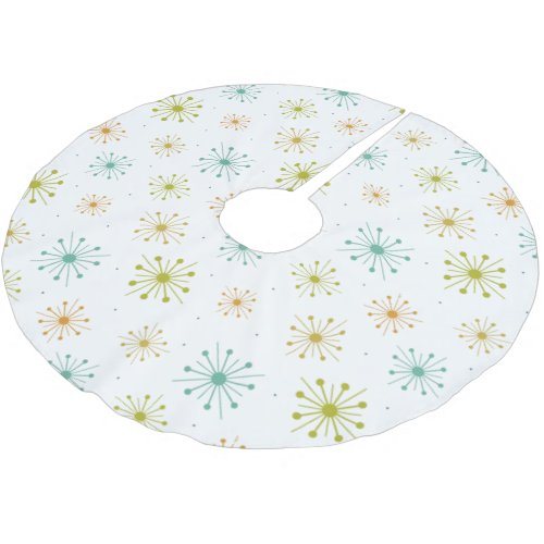 Funky Firework Starbursts Mid Century Pattern Brushed Polyester Tree Skirt