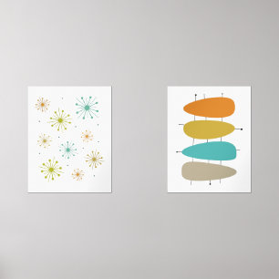 Funky Fireworks Abstract Circles Mid-Century Wall Art Sets