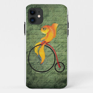 Funky Fish on a Penny Farthing iPhone 11 Case