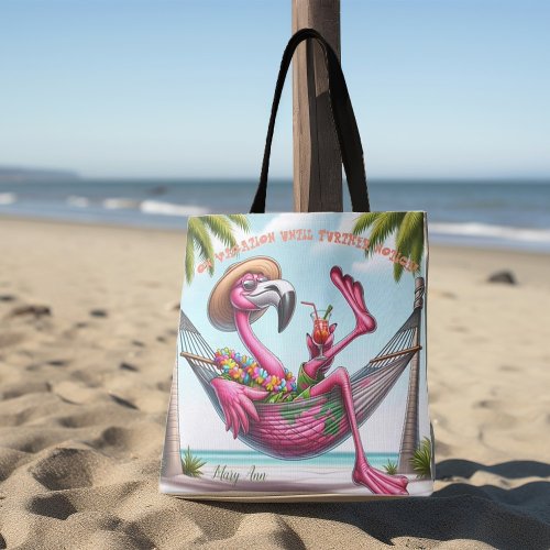 Funky Flamingo Beach Tote Bag