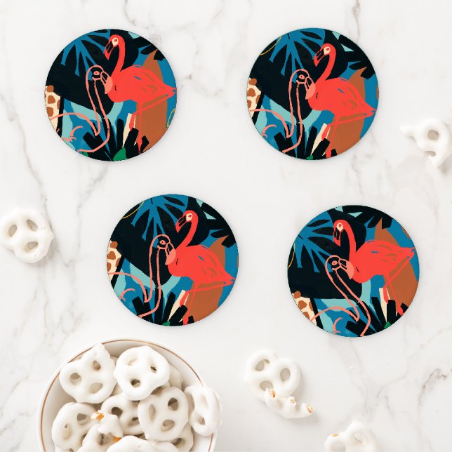 Funky Flamingo Coaster Set (In Situ)