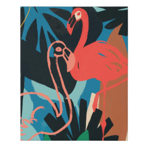 Funky Flamingo Faux Canvas Print