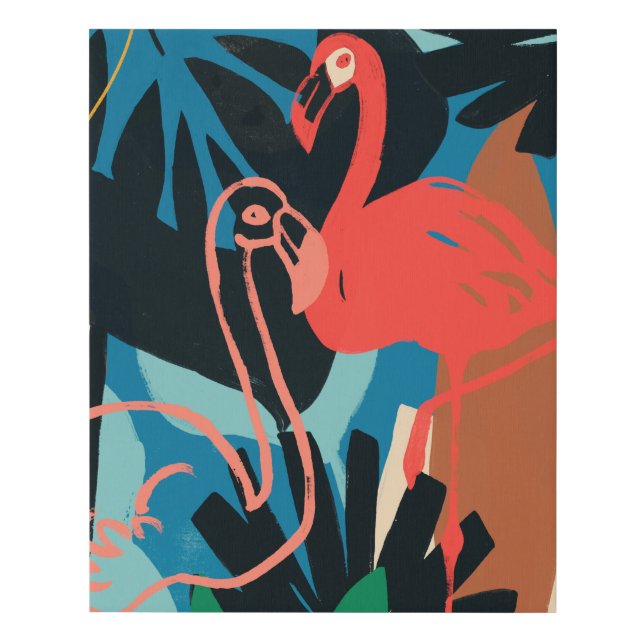 Funky Flamingo Faux Canvas Print (Front)