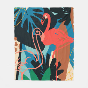 Funky Flamingo Fleece Blanket