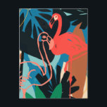 Funky Flamingo Postcard<br><div class="desc">Funky Flamingo II by June Erica Vess. Pink flamingoes are surrounded by abstract-looking tropical greenery in unique shapes and colors. | 133081GG</div>