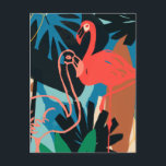 Funky Flamingo Postcard<br><div class="desc">Funky Flamingo II by June Erica Vess. Pink flamingoes are surrounded by abstract-looking tropical greenery in unique shapes and colors. | 133081GG</div>