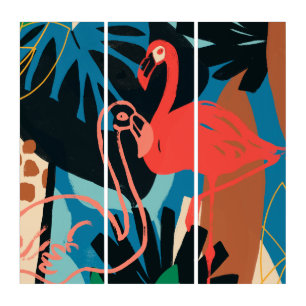 Funky Flamingo Triptych