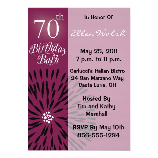 Funky Floral 70th Birthday Party Invitation | Zazzle