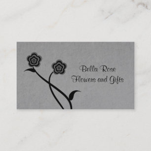 Funky Floral Blooms Business Card, Gray Card