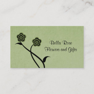Funky Floral Blooms Business Card, Sage Card