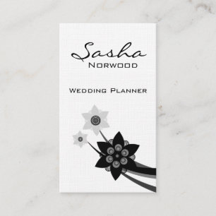 Funky Floral Business Card, Grayscale Card
