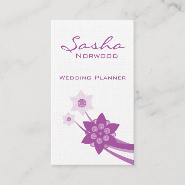 Funky Floral Business Card, Lavender Card (Front)