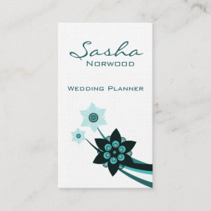 Funky Floral Business Card, Teal Card