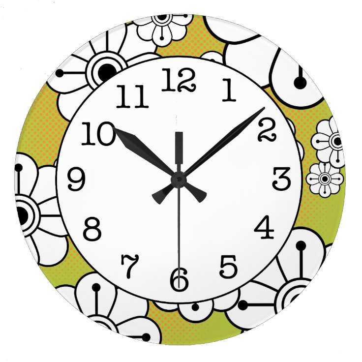 Funky Floral Decorative Wall Clock Zazzle