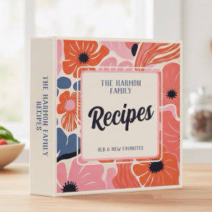 Funky Floral Family Recipe 3 Ring Binder