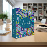 Funky Floral Pattern with Custom Name 3 Ring Binder<br><div class="desc">Modern and stylish design for any woman or professional. A cute and trendy design for women. If you need to move things around,  click on the customize this button to make changes.</div>