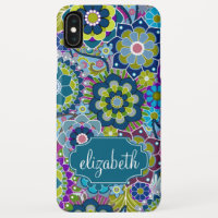 Funky Floral Pattern with Custom Name iPhone XS Max Case