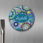 Funky Floral Pattern with Custom Name Magnet<br><div class="desc">Modern and stylish design for any woman or professional. A cute and trendy design for women. If you need to move things around,  click on the customize this button to make changes.</div>