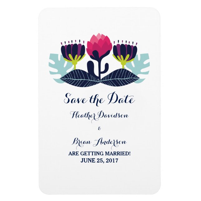 Funky Floral Save the Date Flexi Magnet (Vertical)