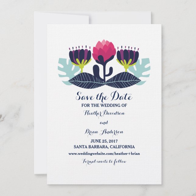 Funky Floral Save the Date Invite (Front)