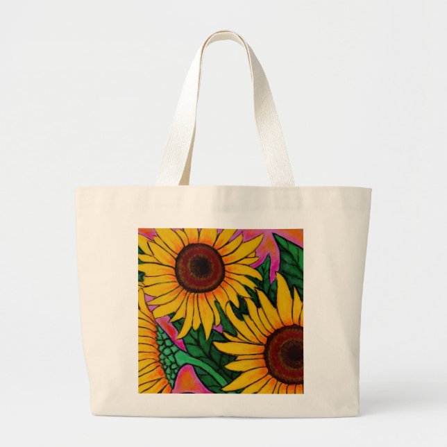 Funky Floral sunflower Tote Bag (Front)